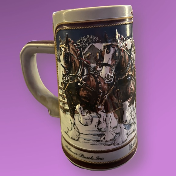 1989 Vintage Budweiser Beer Stein Anheuser-Busch Clydesdales Ceramarte Retro - Picture 10 of 11